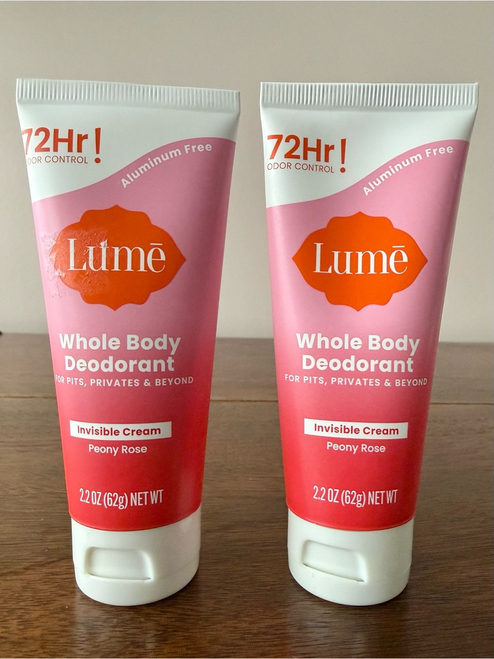 NEW Lumē Whole Body Deodorant Invisible Cream - Peony Rose (Pink/Orange /White)